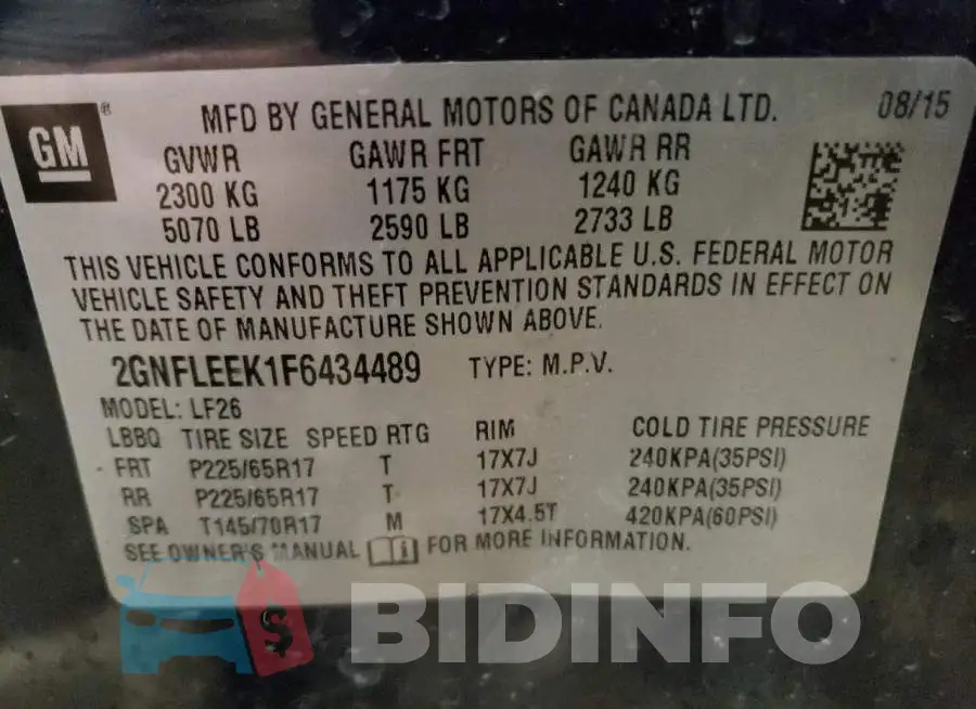 2GNFLEEK1F6434489 Photo# 12