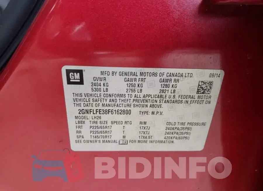 2GNFLFE38F6162800 Photo# 13