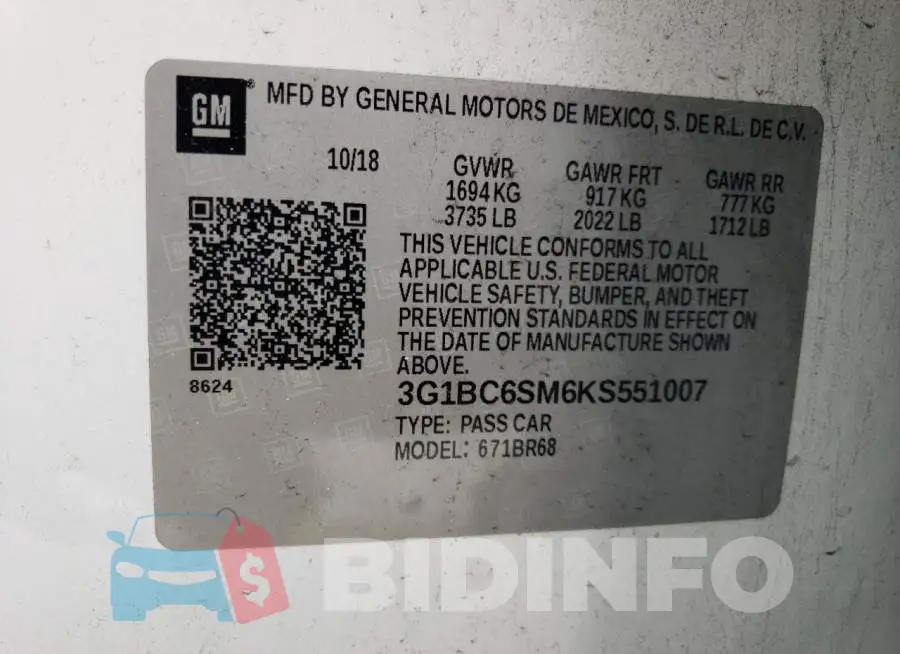 3G1BC6SM6KS551007 Photo# 13