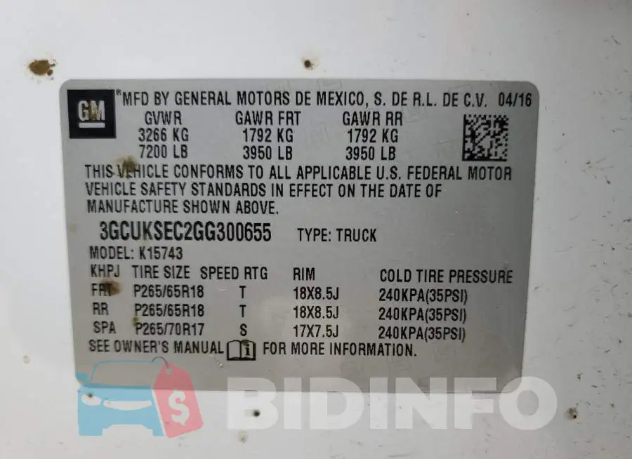 3GCUKSEC2GG300655 Photo# 12