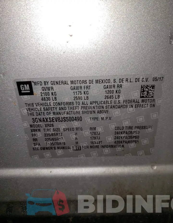 3GNAXSEV8JS500490 Photo# 13