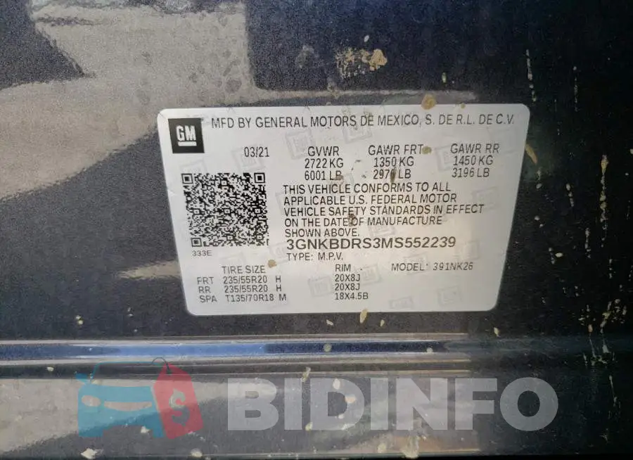3GNKBDRS3MS552239 Photo# 12