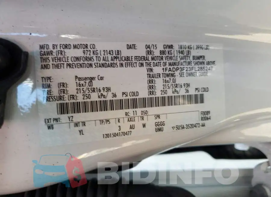 1FADP3F23FL285247 Photo# 13