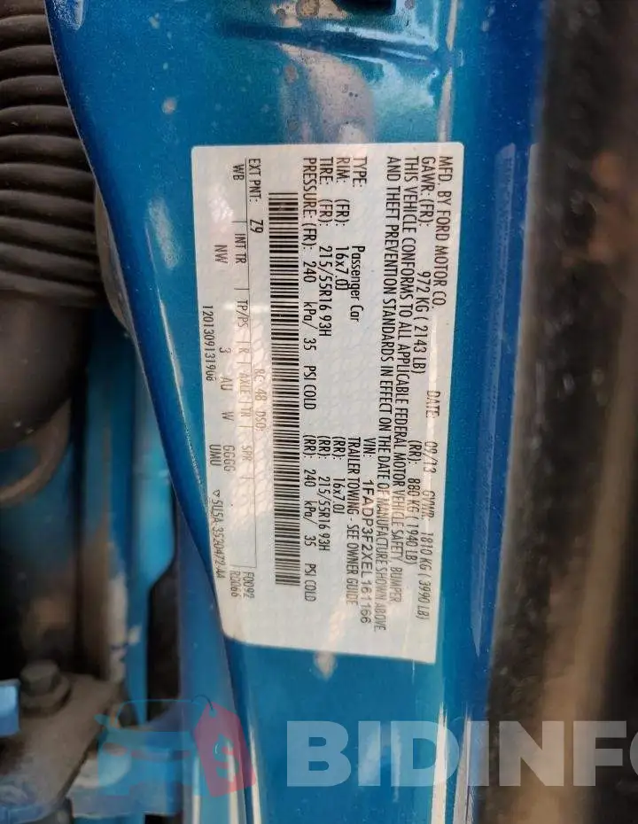 1FADP3F2XEL161166 Photo# 12