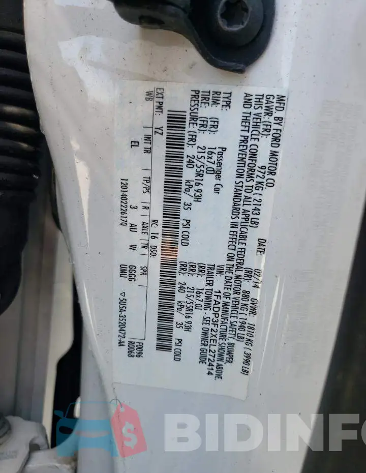 1FADP3F2XEL272414 Photo# 12