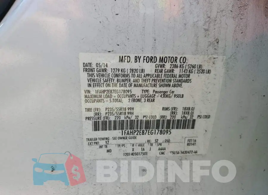 1FAHP2E87EG178095 Photo# 12