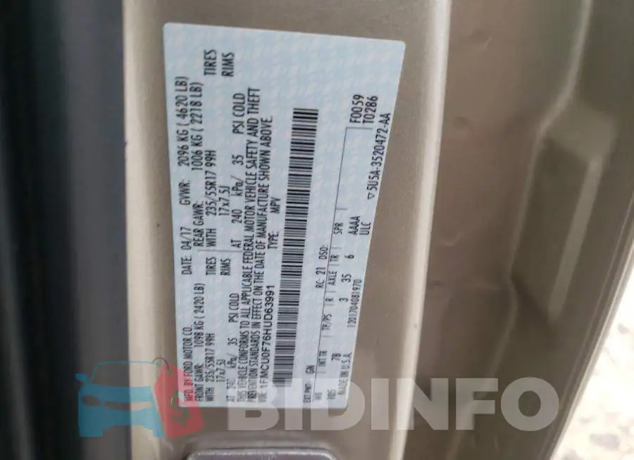 1FMCU0F76HUD63991 Photo# 12