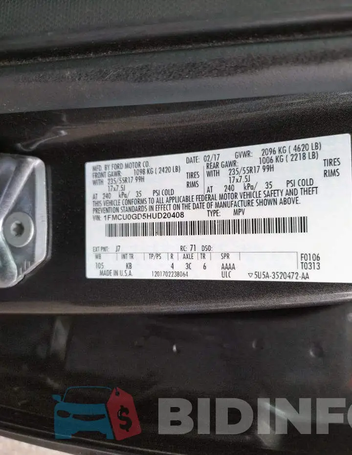 1FMCU0GD5HUD20408 Photo# 13
