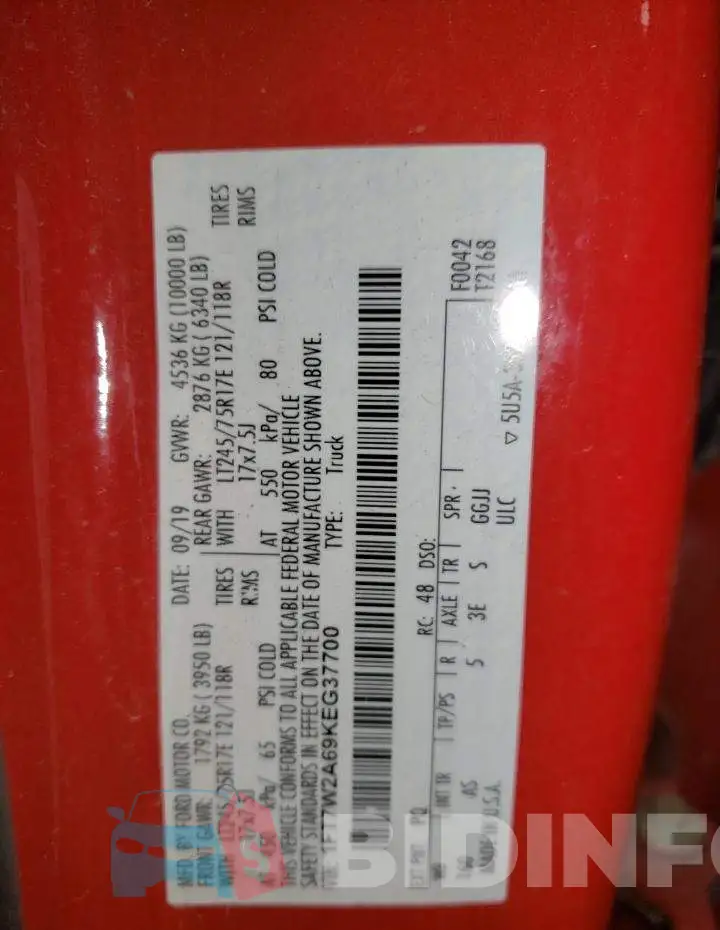 1FT7W2A69KEG37700 Photo# 12