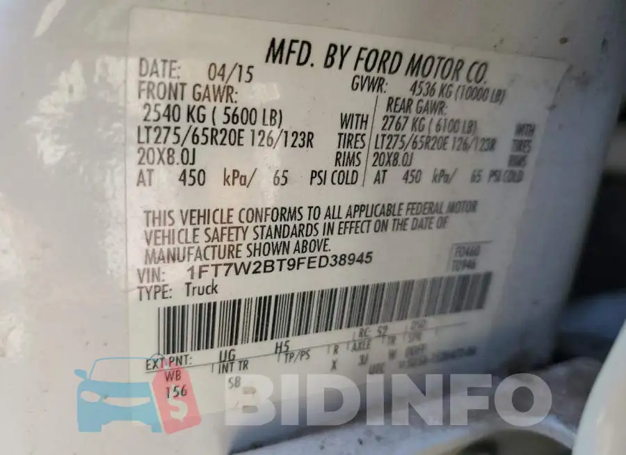 1FT7W2BT9FED38945 Photo# 12
