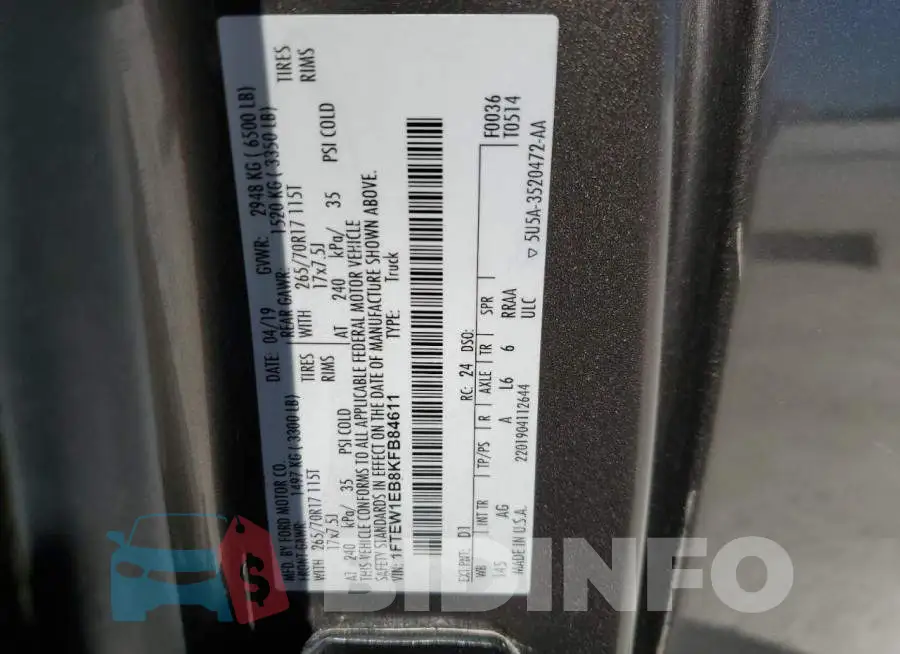1FTEW1EB8KFB84611 Photo# 12