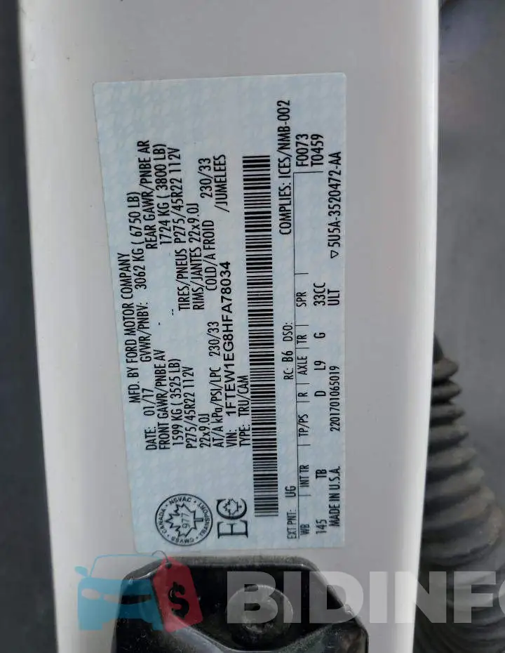 1FTEW1EG8HFA78034 Photo# 12