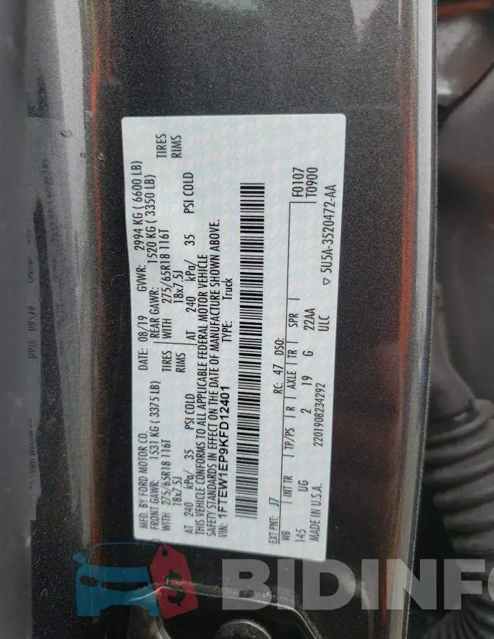 1FTEW1EP9KFD12401 Photo# 12
