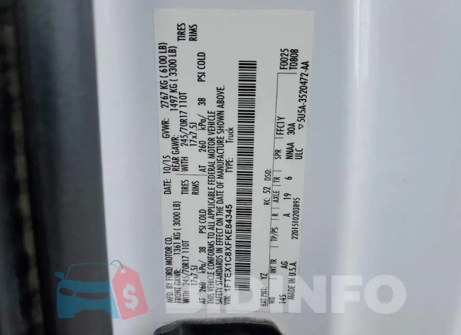 1FTEX1C8XFKE84345 Photo# 12