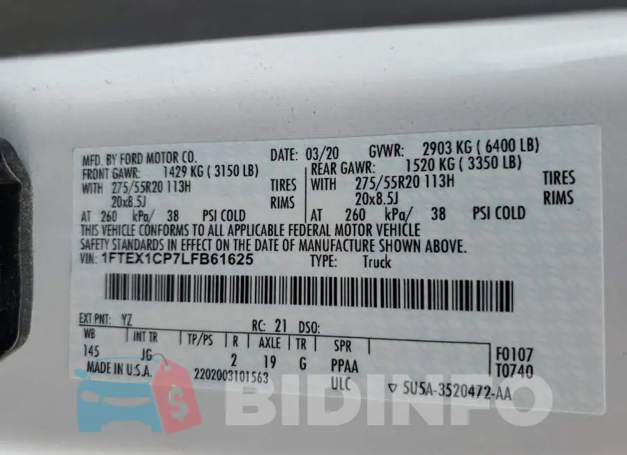 1FTEX1CP7LFB61625 Photo# 12