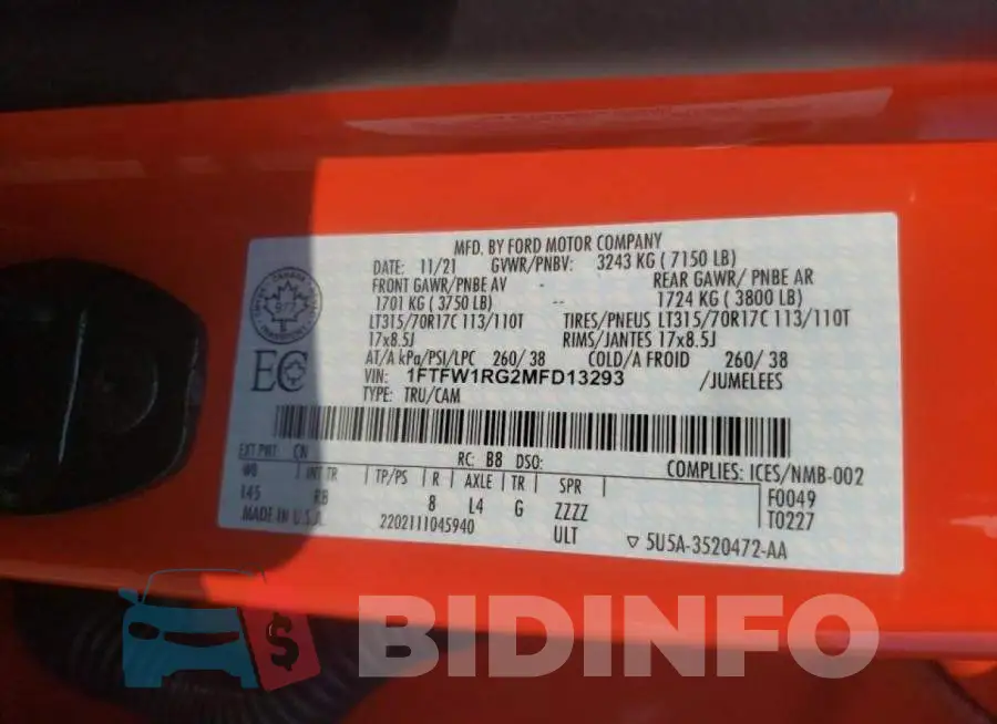 1FTFW1RG2MFD13293 Photo# 13