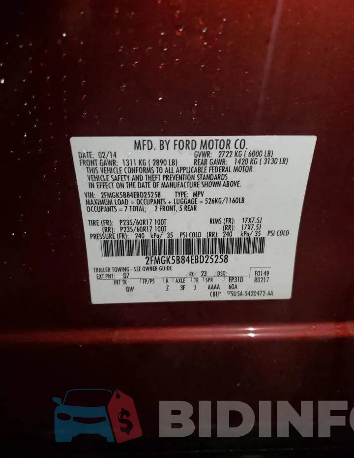 2FMGK5B84EBD25258 Photo# 12