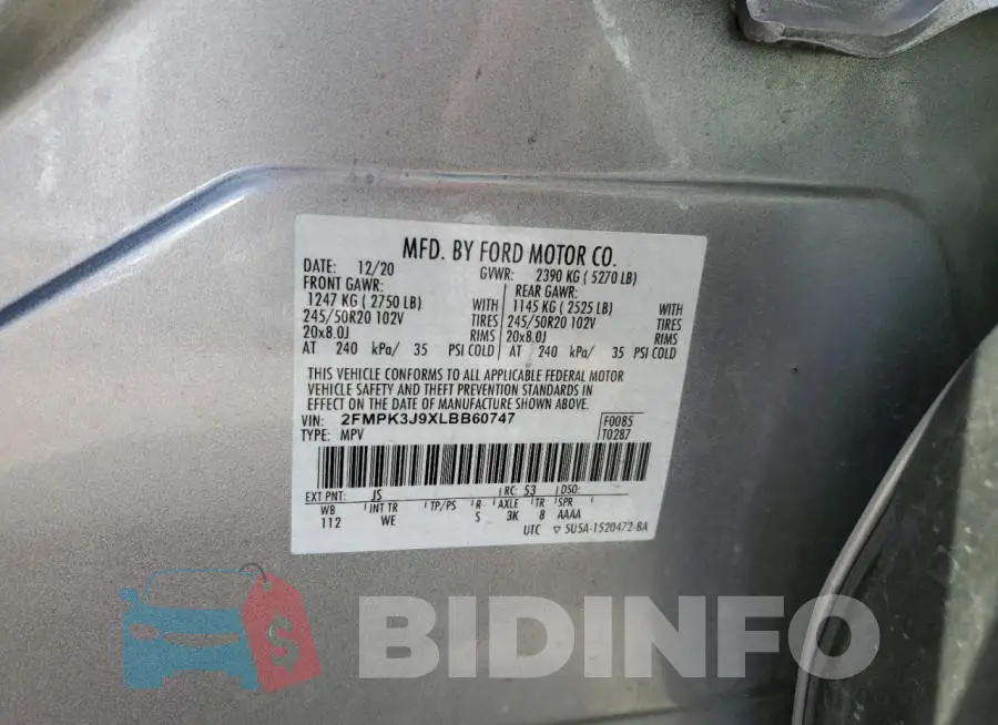 2FMPK3J9XLBB60747 Photo# 10