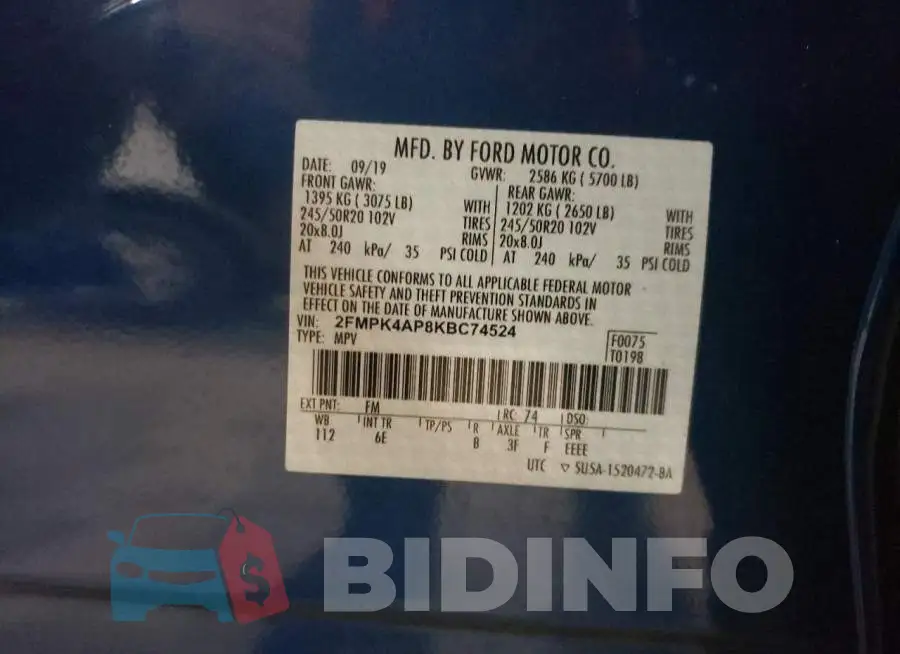 2FMPK4AP8KBC74524 Photo# 12