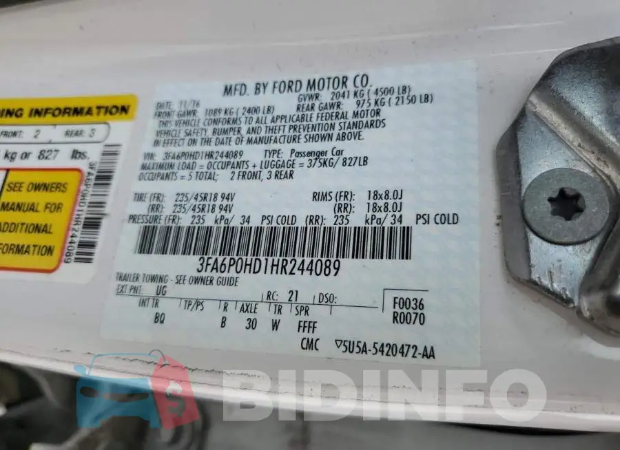 3FA6P0HD1HR244089 Photo# 12
