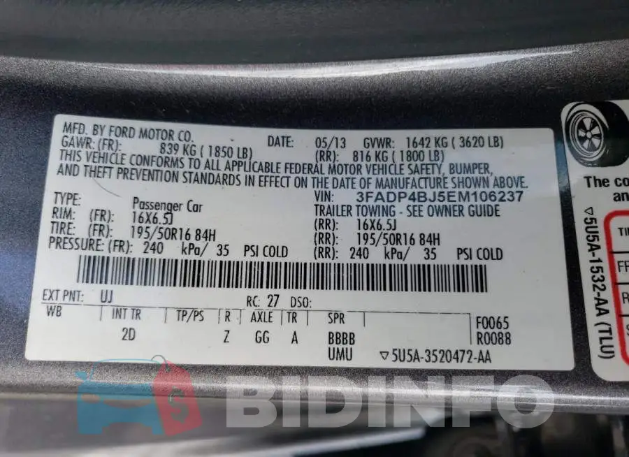3FADP4BJ5EM106237 Photo# 12