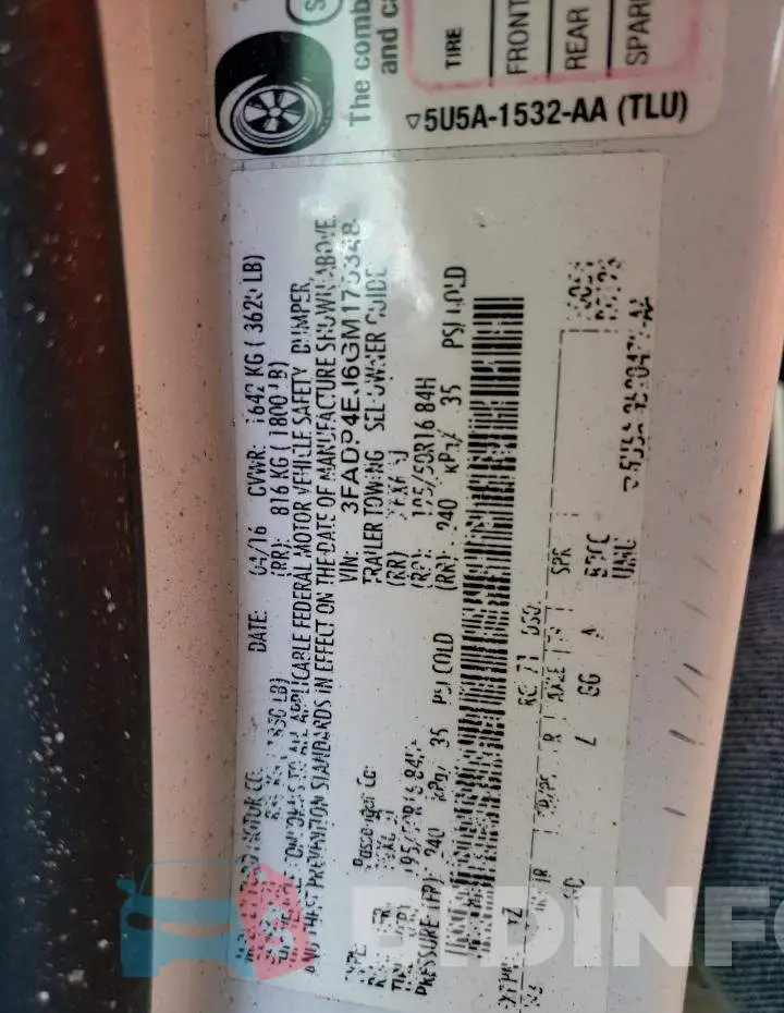 3FADP4EJ6GM170348 Photo# 13