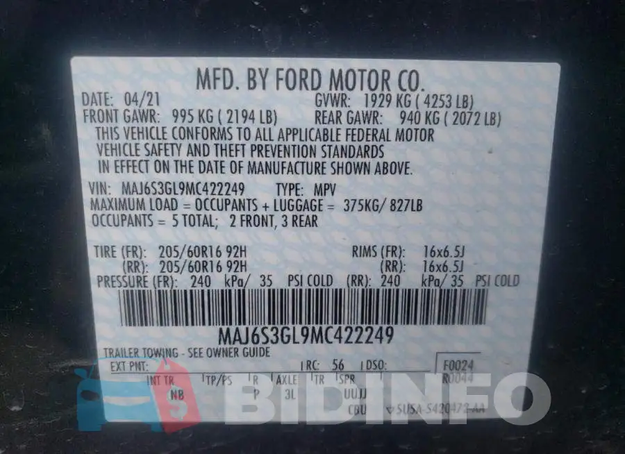 MAJ6S3GL9MC422249 Photo# 12