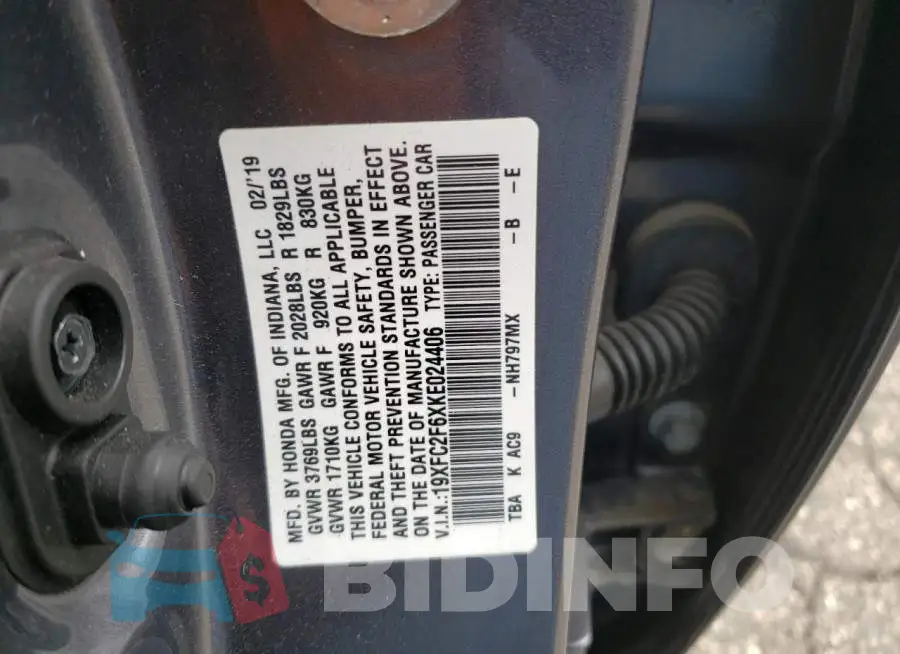 19XFC2F6XKE024406 Photo# 12