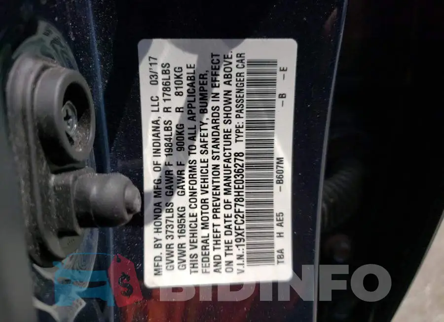 19XFC2F78HE036278 Photo# 12