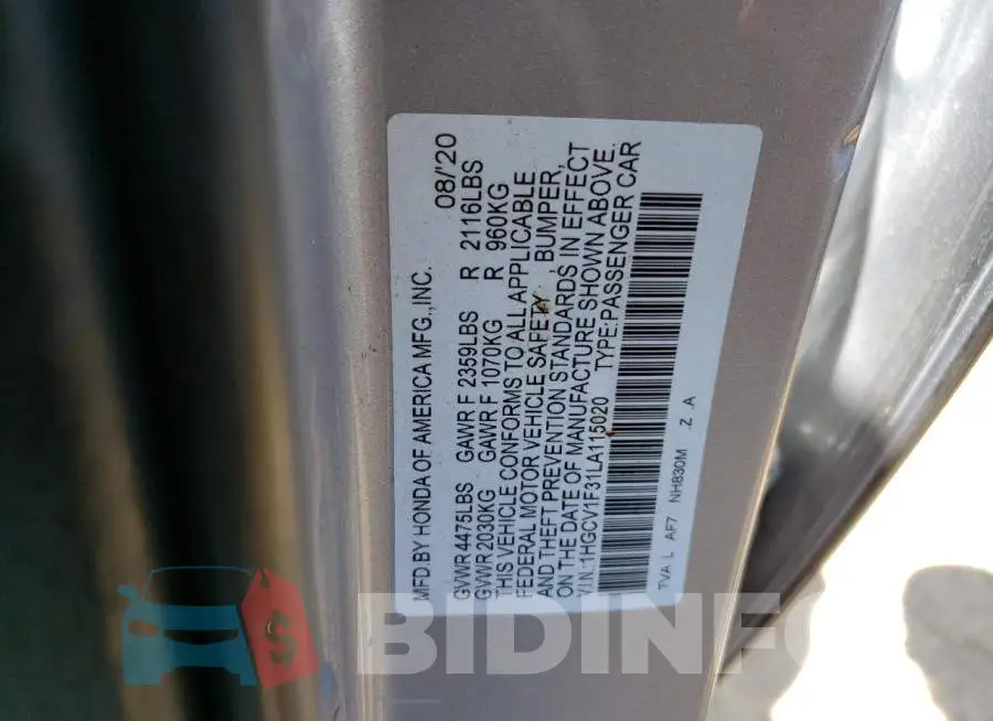 1HGCV1F31LA115020 Photo# 12