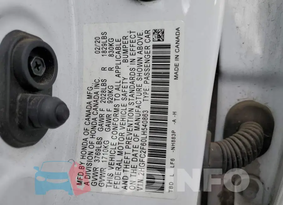 2HGFC2F60LH540863 Photo# 12