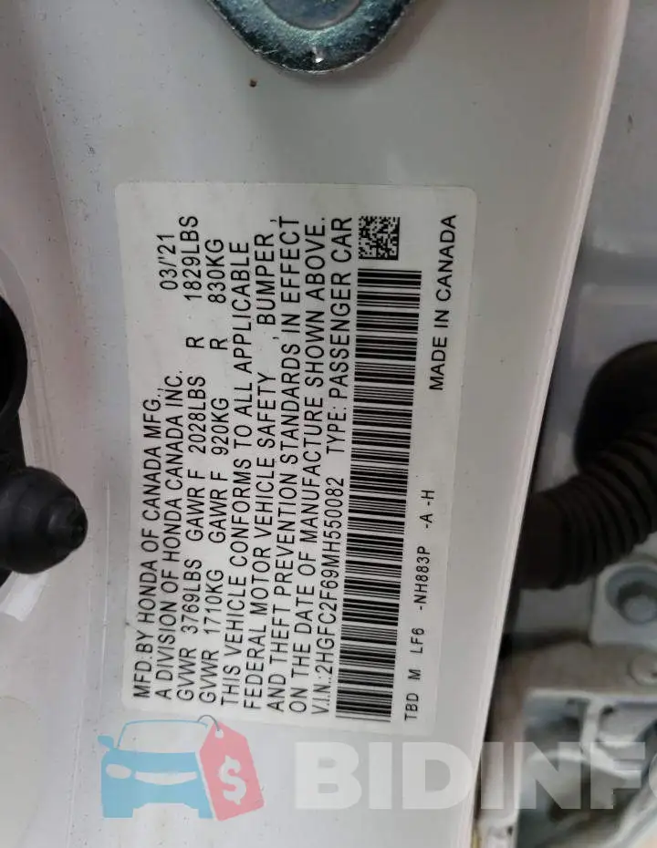2HGFC2F69MH550082 Photo# 12