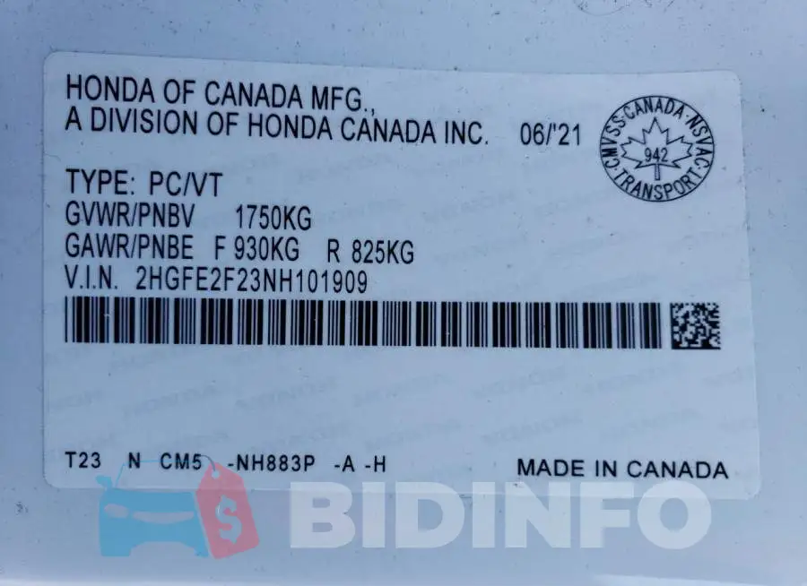 2HGFE2F23NH101909 Photo# 12