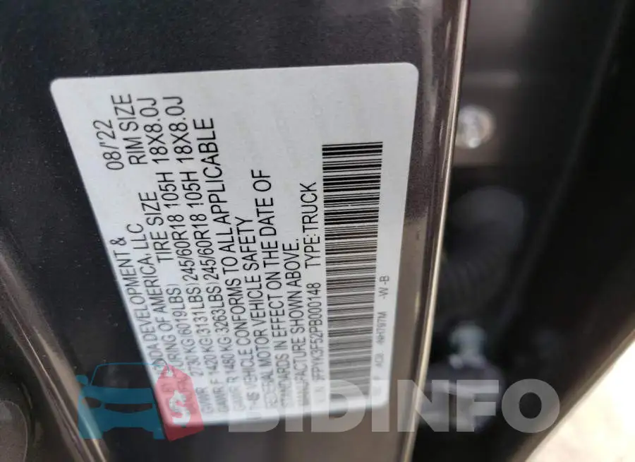 5FPYK3F52PB000148 Photo# 12