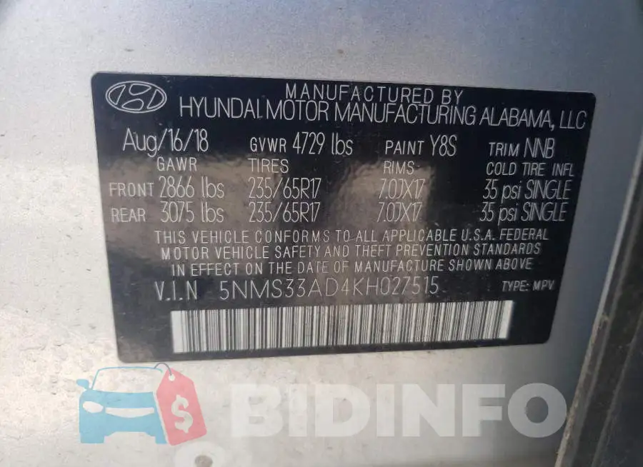5NMS33AD4KH027515 Photo# 13