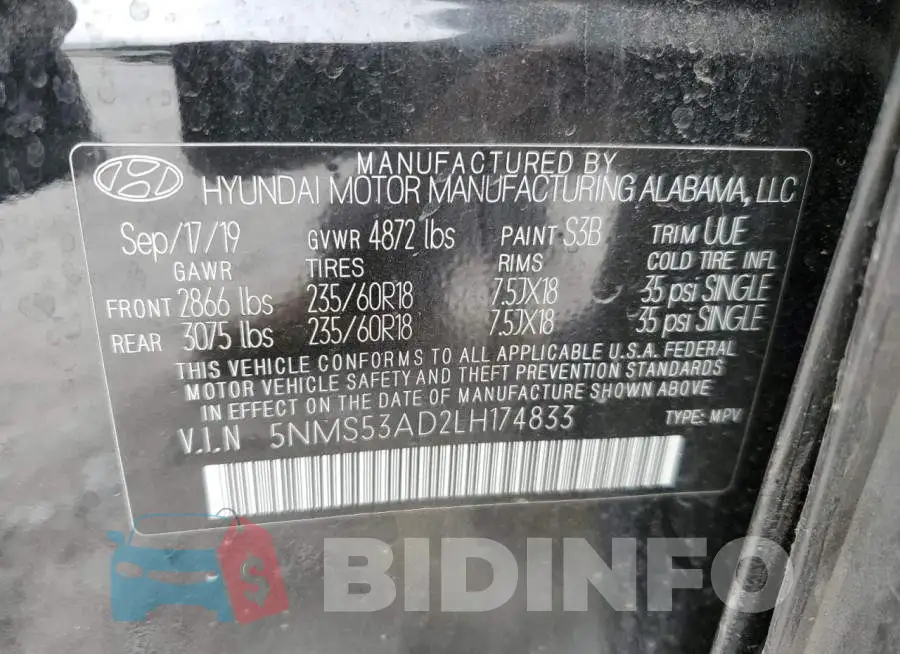 5NMS53AD2LH174833 Photo# 13