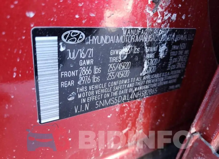 5NMS5DAL4NH382065 Photo# 13