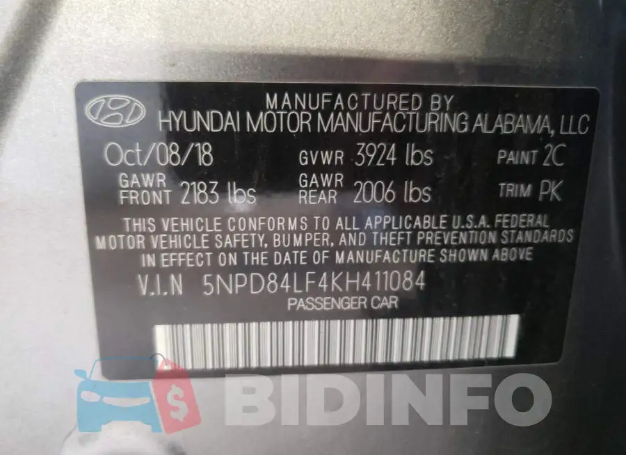5NPD84LF4KH411084 Photo# 12