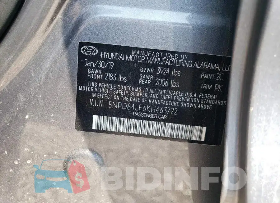 5NPD84LF6KH463722 Photo# 12