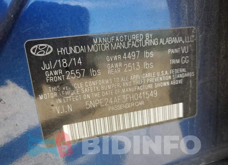 5NPE24AF3FH041549 Photo# 12