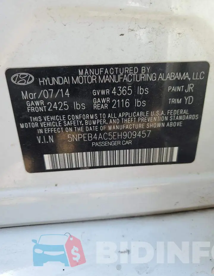 5NPEB4AC5EH909457 Photo# 12