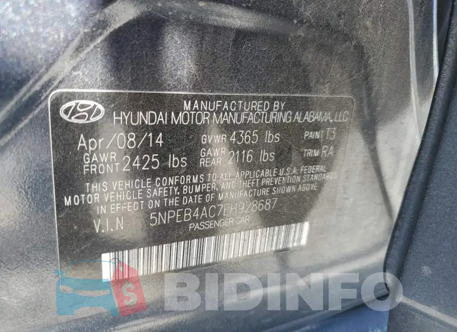 5NPEB4AC7EH928687 Photo# 12