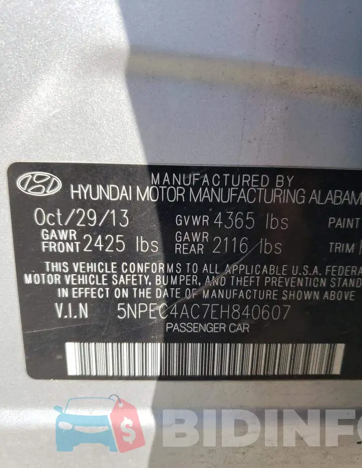 5NPEC4AC7EH840607 Photo# 12