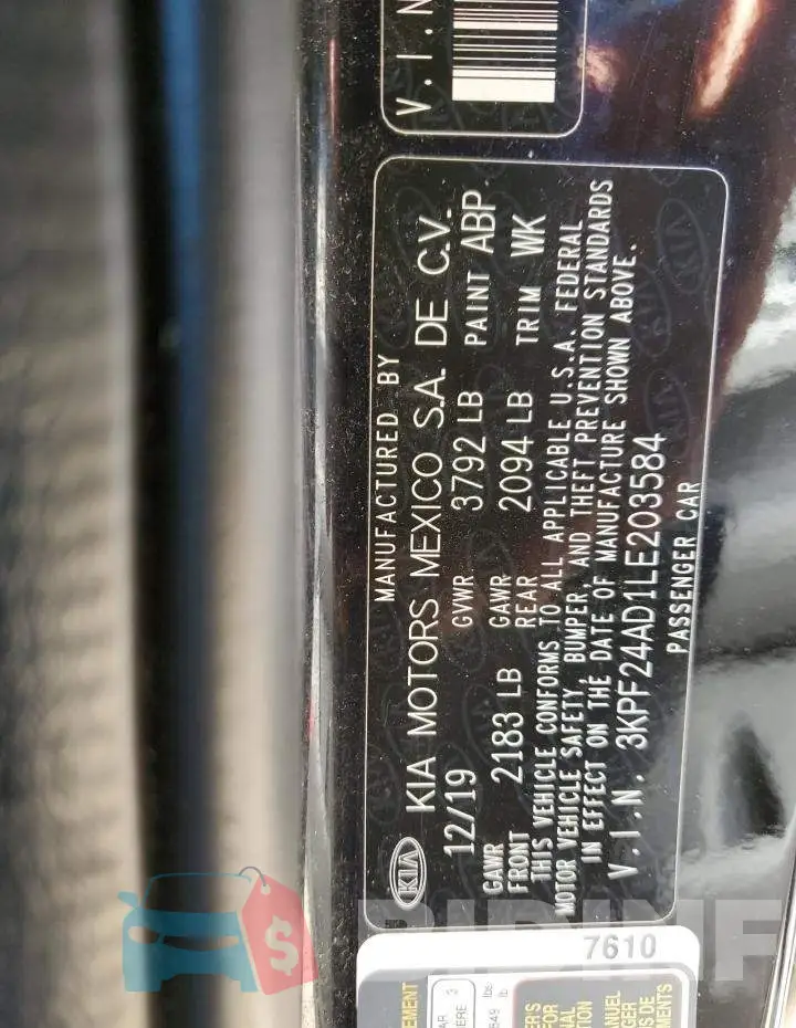 3KPF24AD1LE203584 Photo# 12