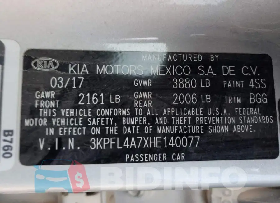 3KPFL4A7XHE140077 Photo# 13