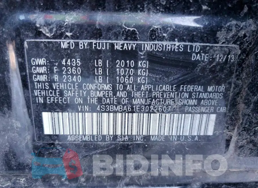 4S3BMBA61E3022607 Photo# 12