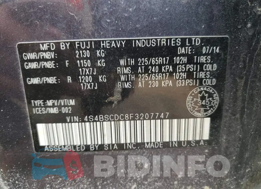 4S4BSCDC8F3207747 Photo# 13