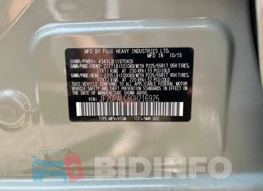JF2GPALC8GH216925 Photo# 10