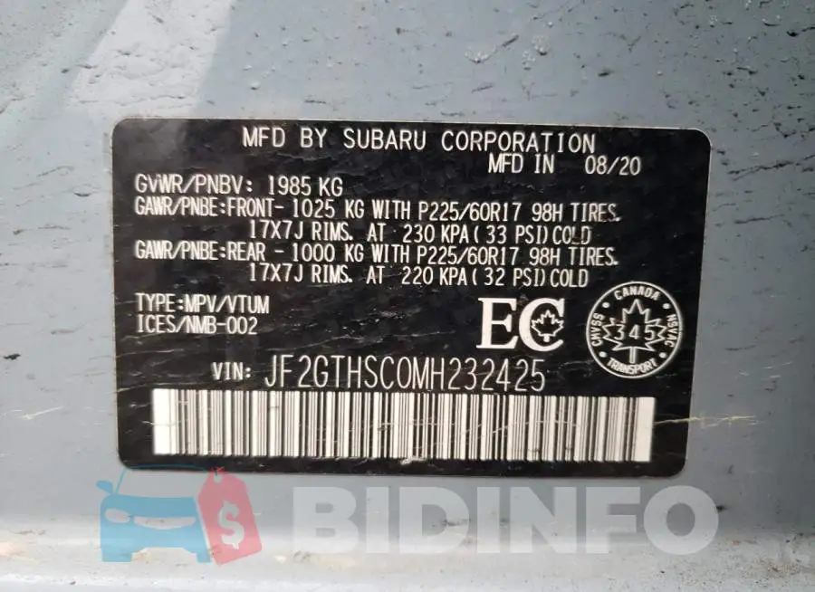 JF2GTHSC0MH232425 Photo# 12