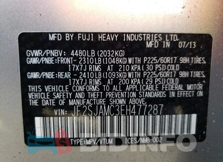JF2SJAMC3EH477287 Photo# 13
